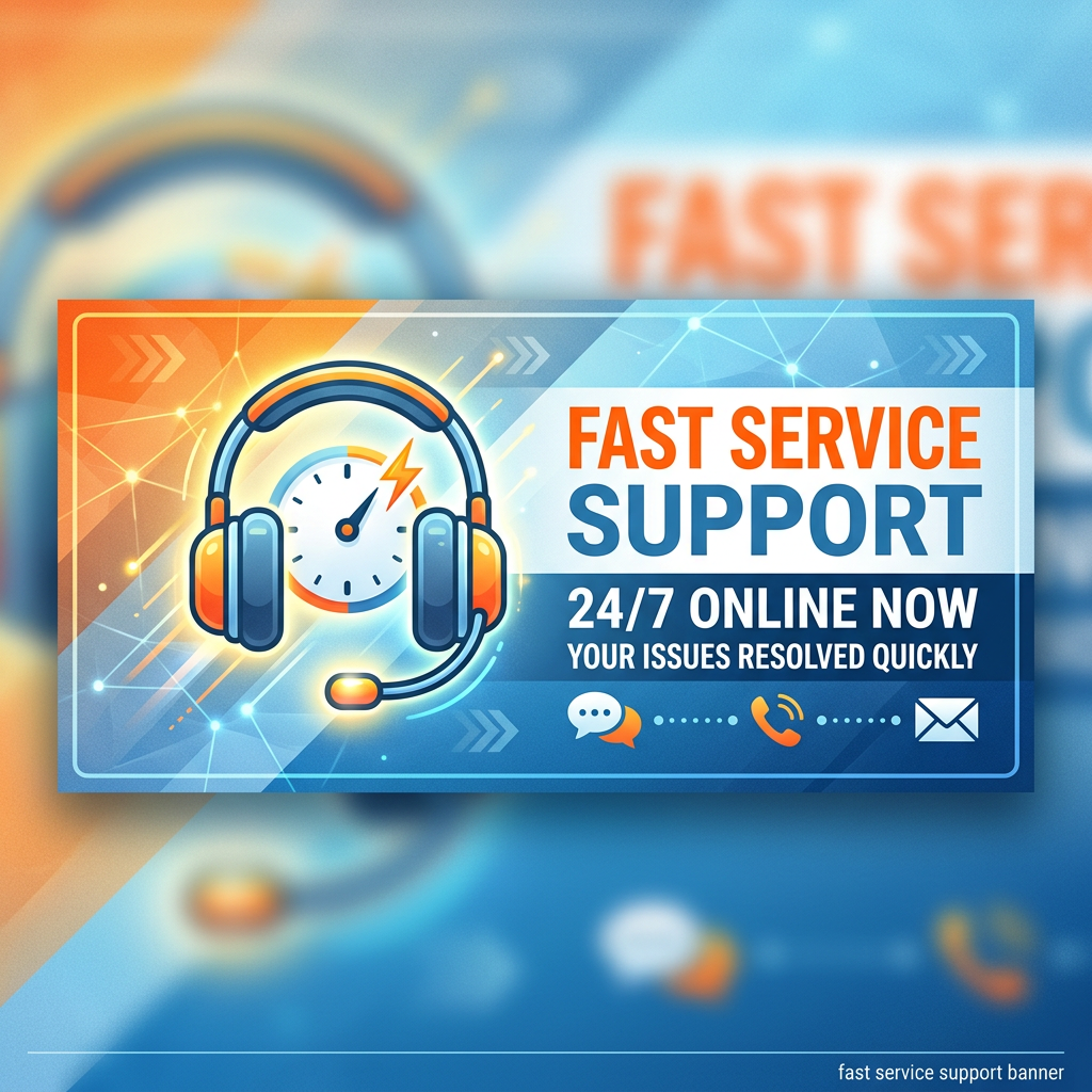 Headset with clock icon representing fast 24/7 service support