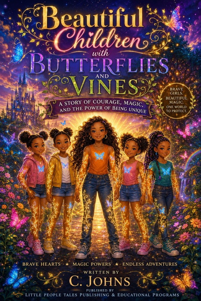 Beautiful Children with the Butterflies Vines skin pattern Book and Learning Packet ages 5-10