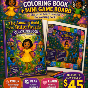 The Butterflyagins Coloring Book & Game Board